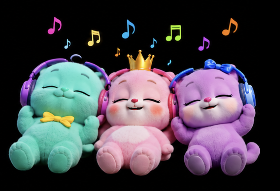 Darling, Chérie, and Amore relaxing together while listening to music
